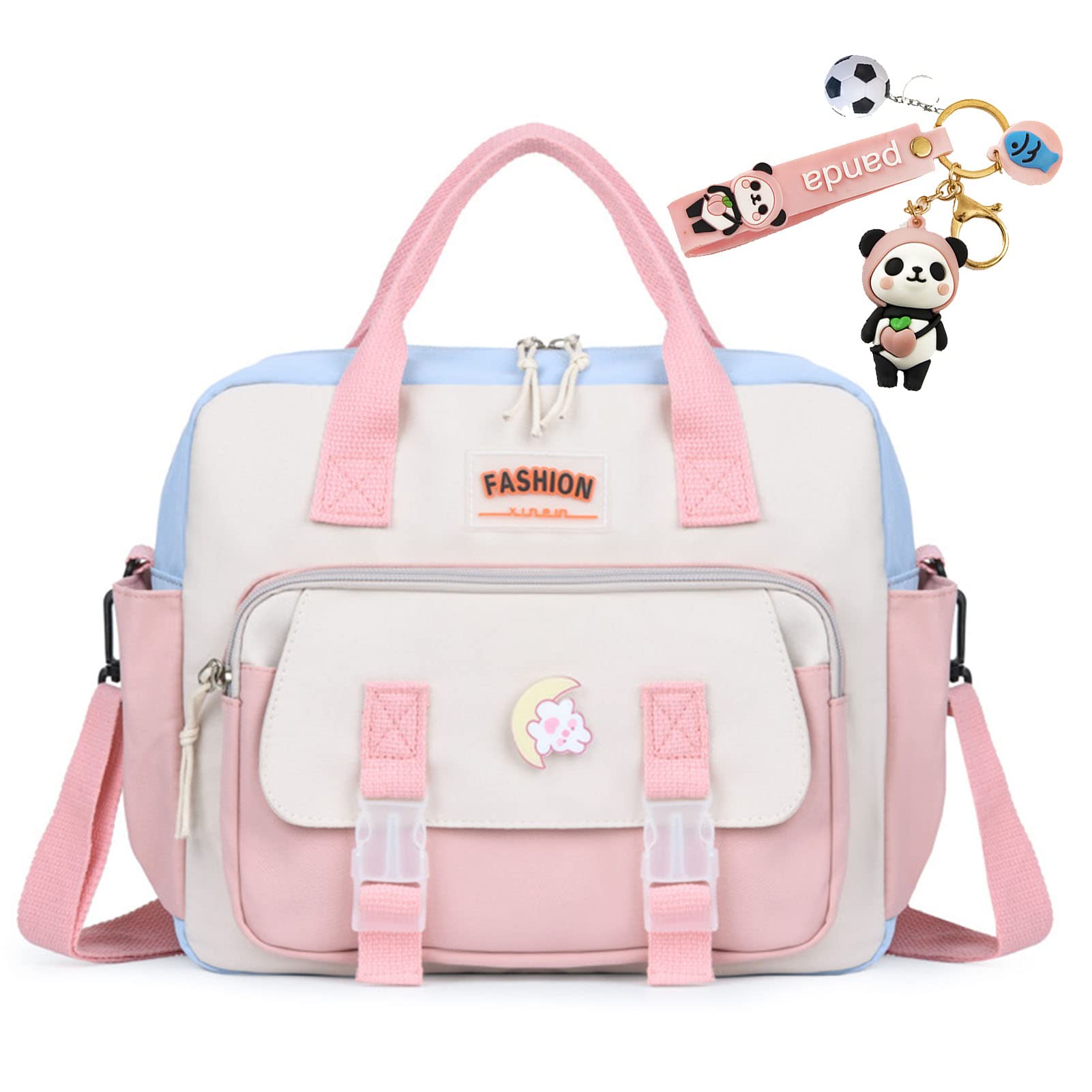 JELLYEA Kawaii Backpack Cute Tote Bag Girl School Crossbody Shoulder Bag with Kawaii Accessories Multi Purpose