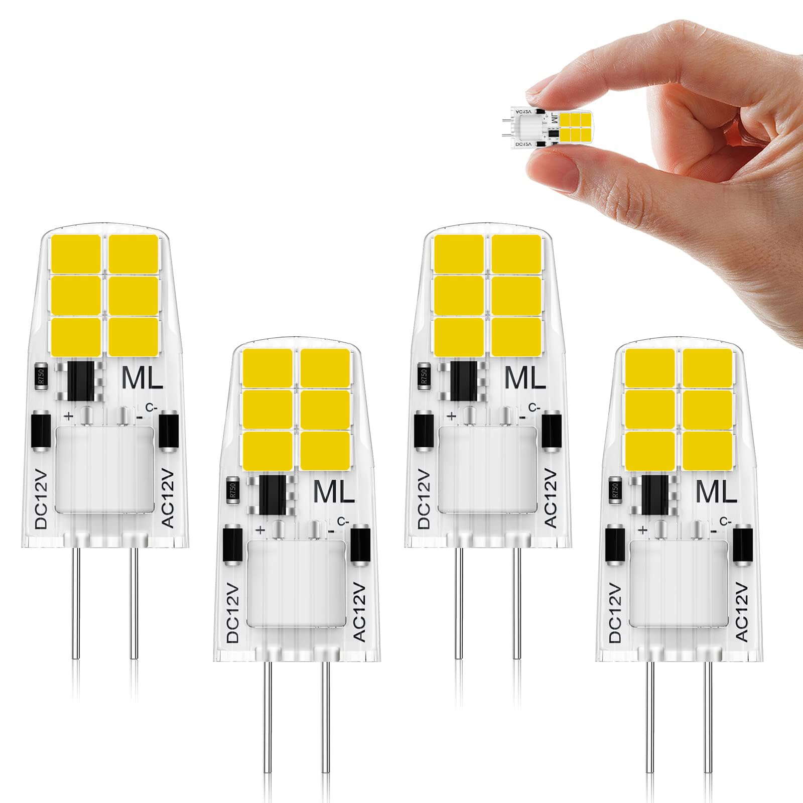 YzzYzz G4 LED 1,2 W, 5000 K, 180 lm, 12 V, 4er-Pack