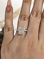 Vista 4 de Anillo de compromiso de corte cojín de 4 quilates para mujer, anillo de compromiso chapado en oro blancorosa de plata de ley 925 de 18 quilates