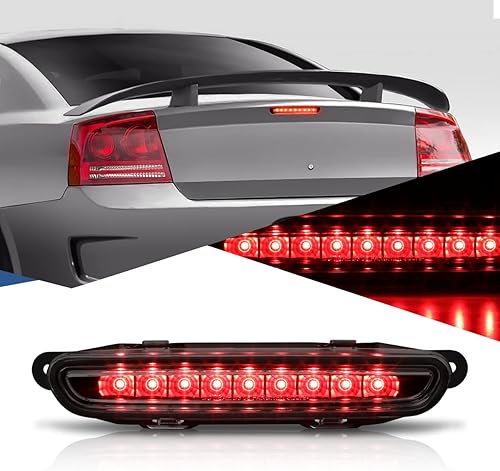 Auto Dynasty Luz de freno trasera completa LED de montaje alto en el centro 3 tercera luz de cola Compatible con Charger 2006-2010, carcasa negra