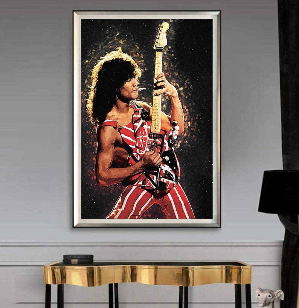 Art mural guitare vintage peinture sur toile salon nostalgie