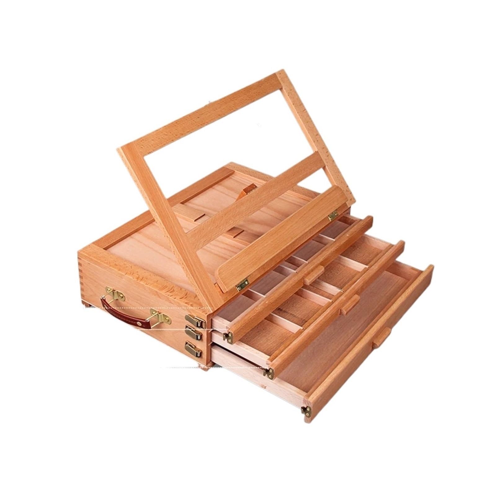 ASerZenith Painting Box Sketching Portable Artist Wooden Easel For Painting With Drawer Table Box Portable Desktop Suitcase Drawing Hardware Art Supplies,Color 4