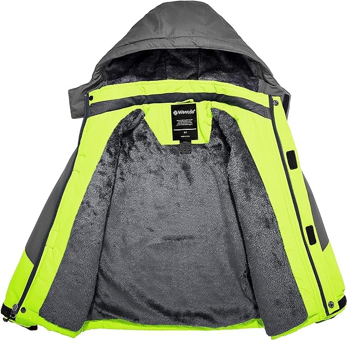 Wantdo Jungen Berg Ski Jacke Warmer Winter Fleece Mäntel Wasserdichter Atmungsaktive Jacke Outdoor Kapuzen Windbreaker Jacken