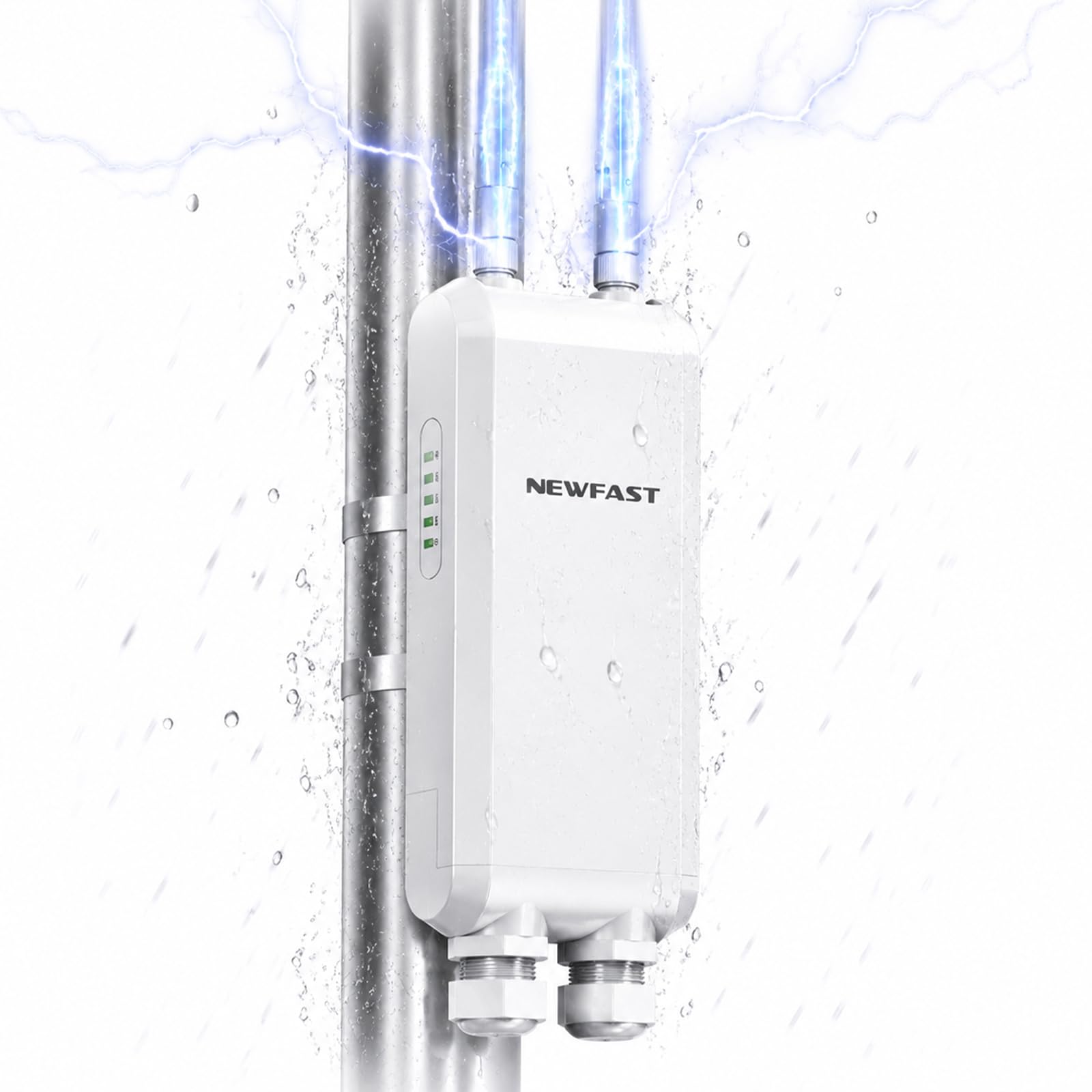 NEWFAST 1200Mbps Repetidor WiFi Exterior para Larga Distancia, 5.8Ghz | IP66 Impermeable Amplificador WiFi Exterior Doble Banda, Soporte PoE, WPA2, Punto de Acceso Exterior