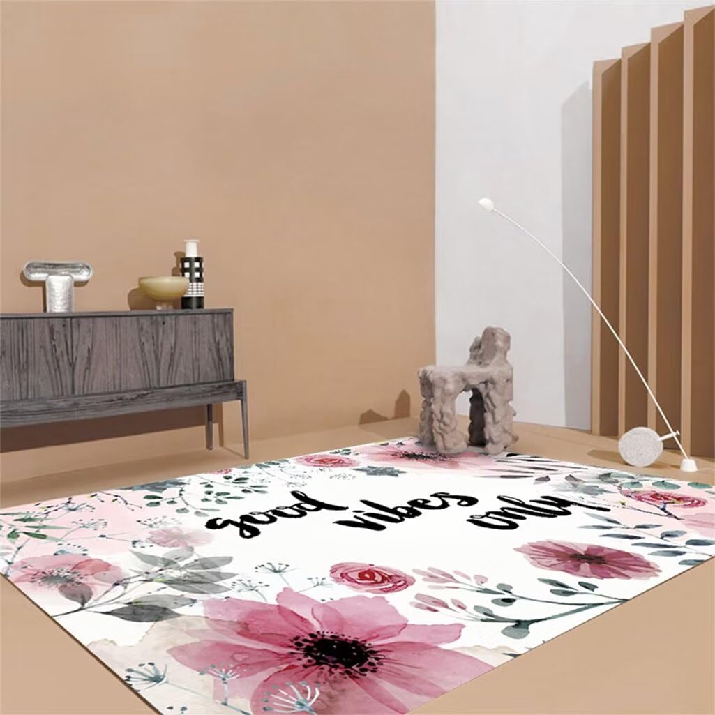 Deco Chambre Fille Chambre Enfant Garcon Tapis Rectangulaire pour Chambre À Coucher, Décoration D'Intérieur Rose Et Blanc Tapis Court en Velours 100X200Cm 3Ft 3.4''X6Ft 6.7''