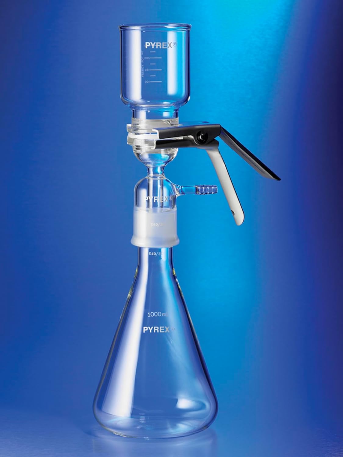 Corning Pyrex 33980-1L Borosilicate Glass Complete 47mm Microfiltration All Glass Apparatus with 1000mL Funnel, 4 Liter Flask, Support Base and Aluminum Clamp