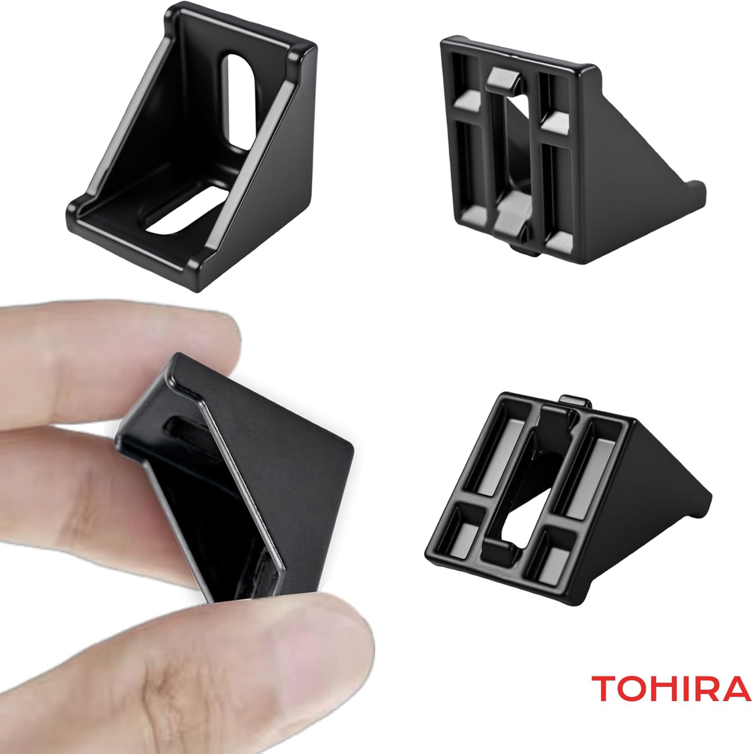4040 Series Aluminum Extrusion Corner Brackets - 20 Sets Black 90 Degree Angle Connectors for 8mm T-Slot, CNC/Robotics Frame Accessories