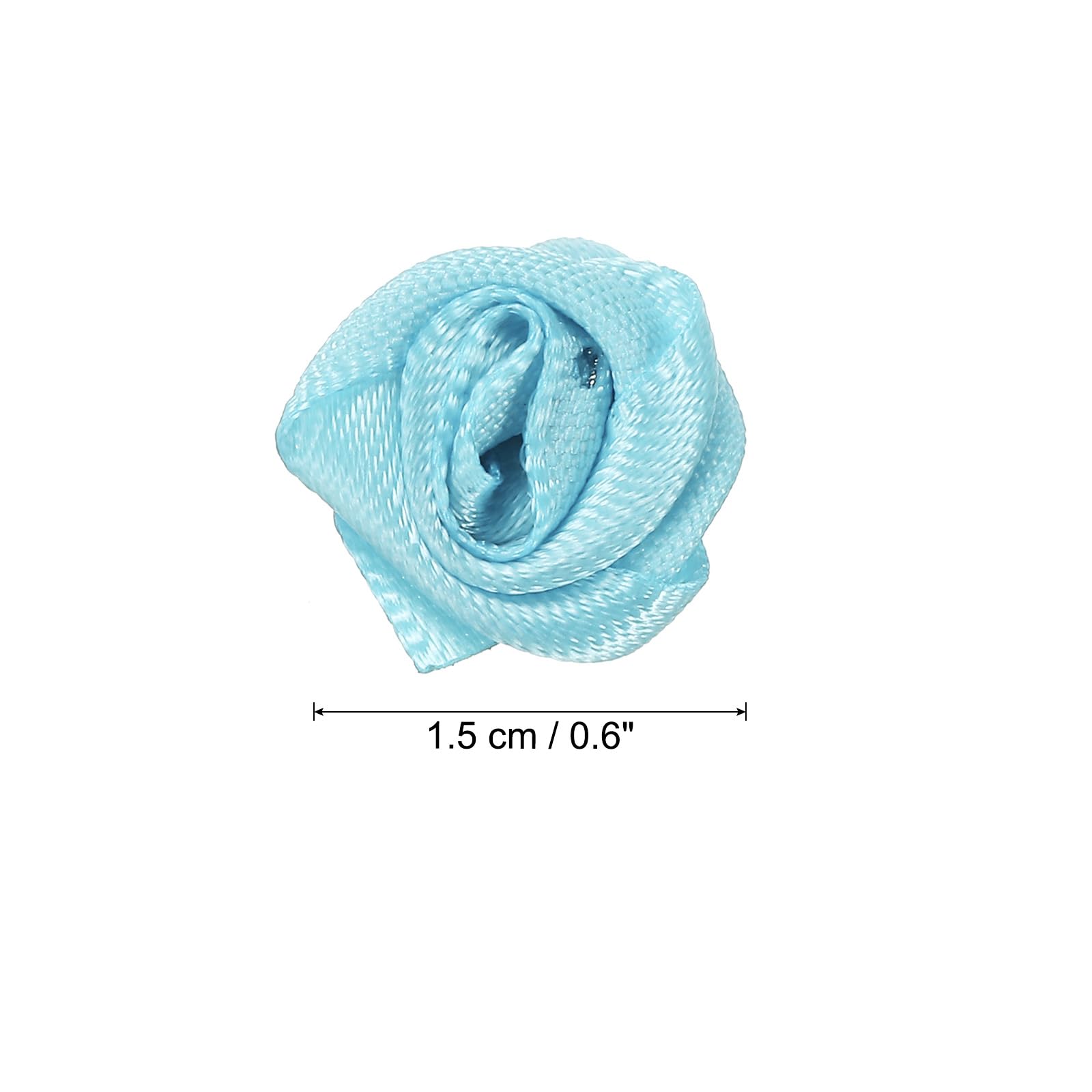 PATIKIL 0.6" Mini Satin Ribbon Roses, 30 Pcs Tiny Fabric Flowers Embellishments Rosettes Applique for DIY Crafts and Wedding Light Blue - Image 2