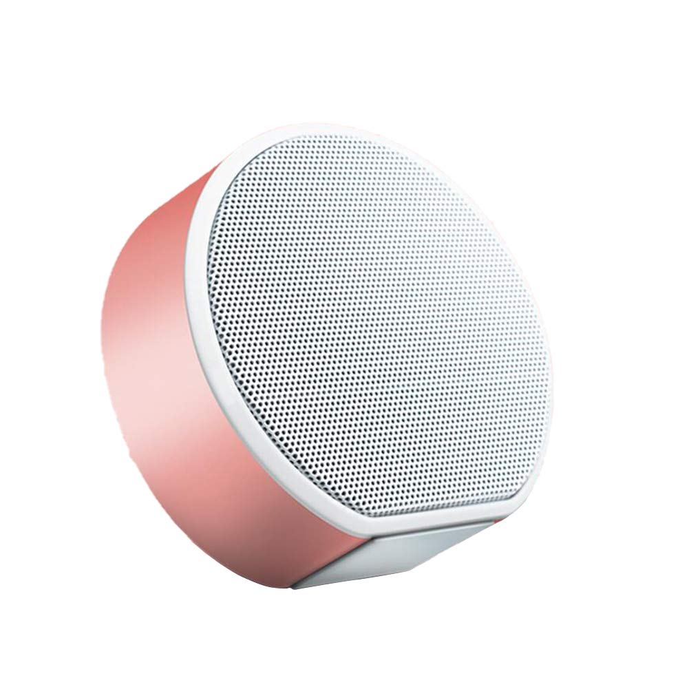 Haut-parleur sans fil Bluetooth rose avec subwoofer portable et lecteur carte TF ou AUX