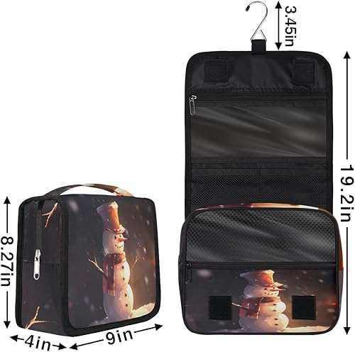 Miniatura 3 de Christmas Snowmen Art Design Toiletry Bag for Women, Travel Makeup Organizer with Hanging Hook, Traveling Cosmetic Bags for Toiletries Accessories