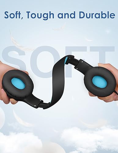 Miniatura 76 de Auriculares para niños con cable, auriculares sobre la oreja para niños con micrófono, límite de volumen de 85/94 dB, auriculares para niños y niñas