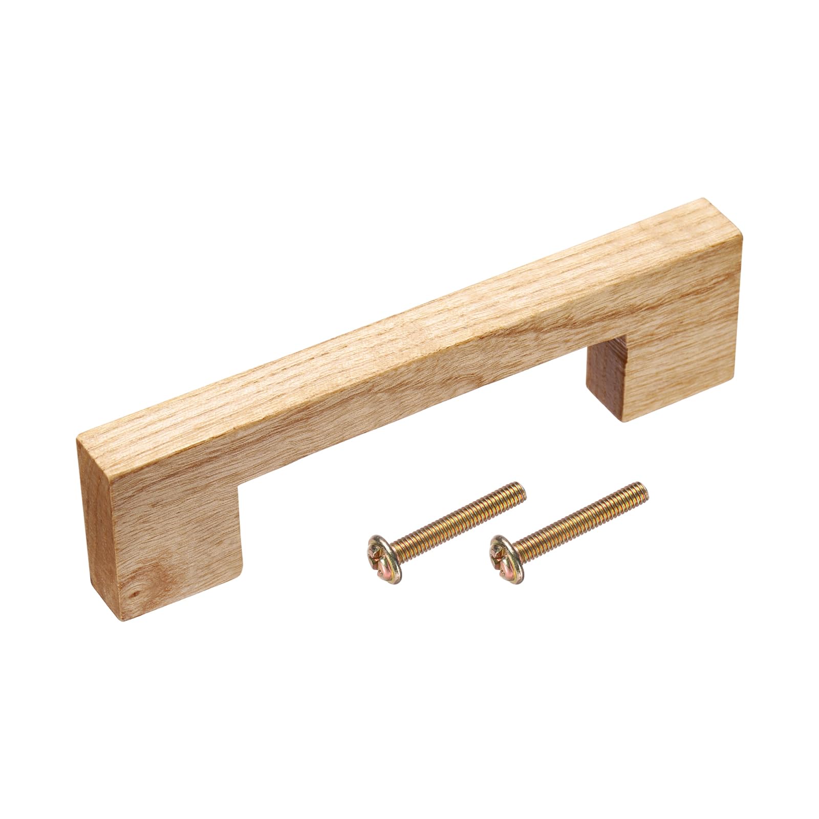 sourcing map Wood Drawer Pulls, 3.8 Inch Hole Center Wooden Drawer Pulls Cabinet Handles with Screws for Kitchen Dresser Wardrobes Door Cupboard, Ash Wood