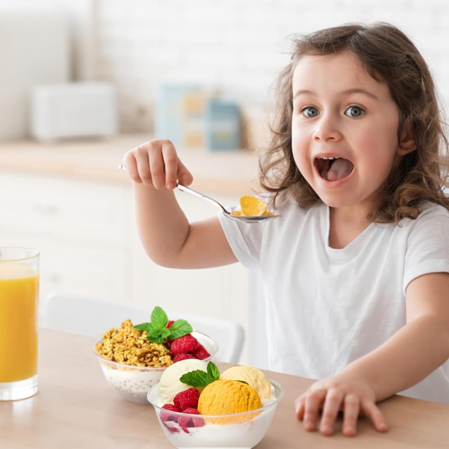 100 Pack 12 oz Clear Plastic Bowls, Disposable Salad Serving Bowls for Soup Fruit Snack Appetizer Parfait, Bulk Durable Ice Cream Dessert Bowls for Home Kitchen Wedding Catering Party Supplies