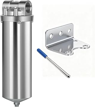 NSF/ANSI 42 Certification Stainless Steel Filter Housing for 10" Filter Cartridge, 3/4NPT Water Filter Housing, Drain Valve Style C Square Head