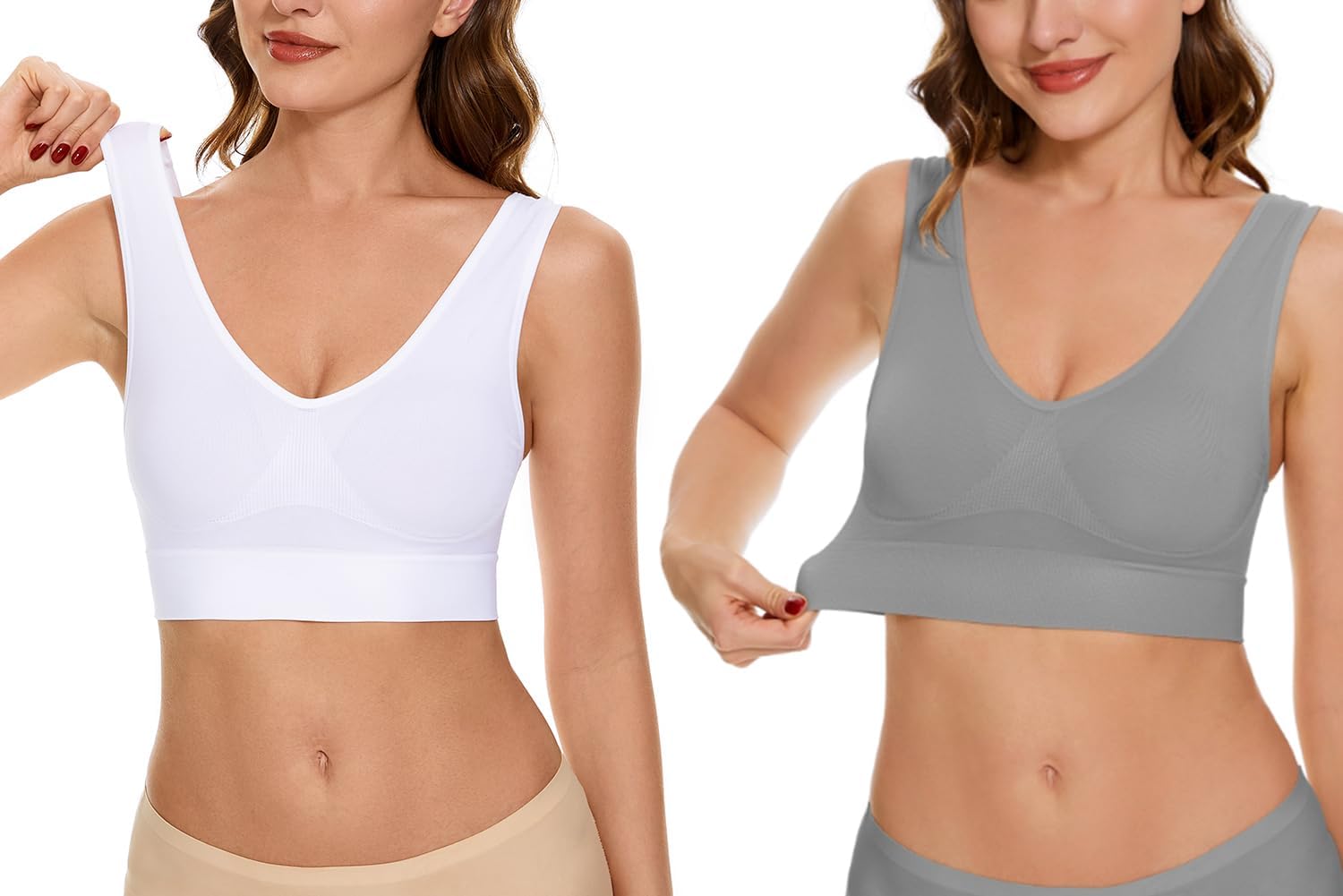 Women's Wireless Sleep Bras Unpadded Seamless Comfort Bras Throw-on Wirefree Bralettes 3 Pack - Image 3