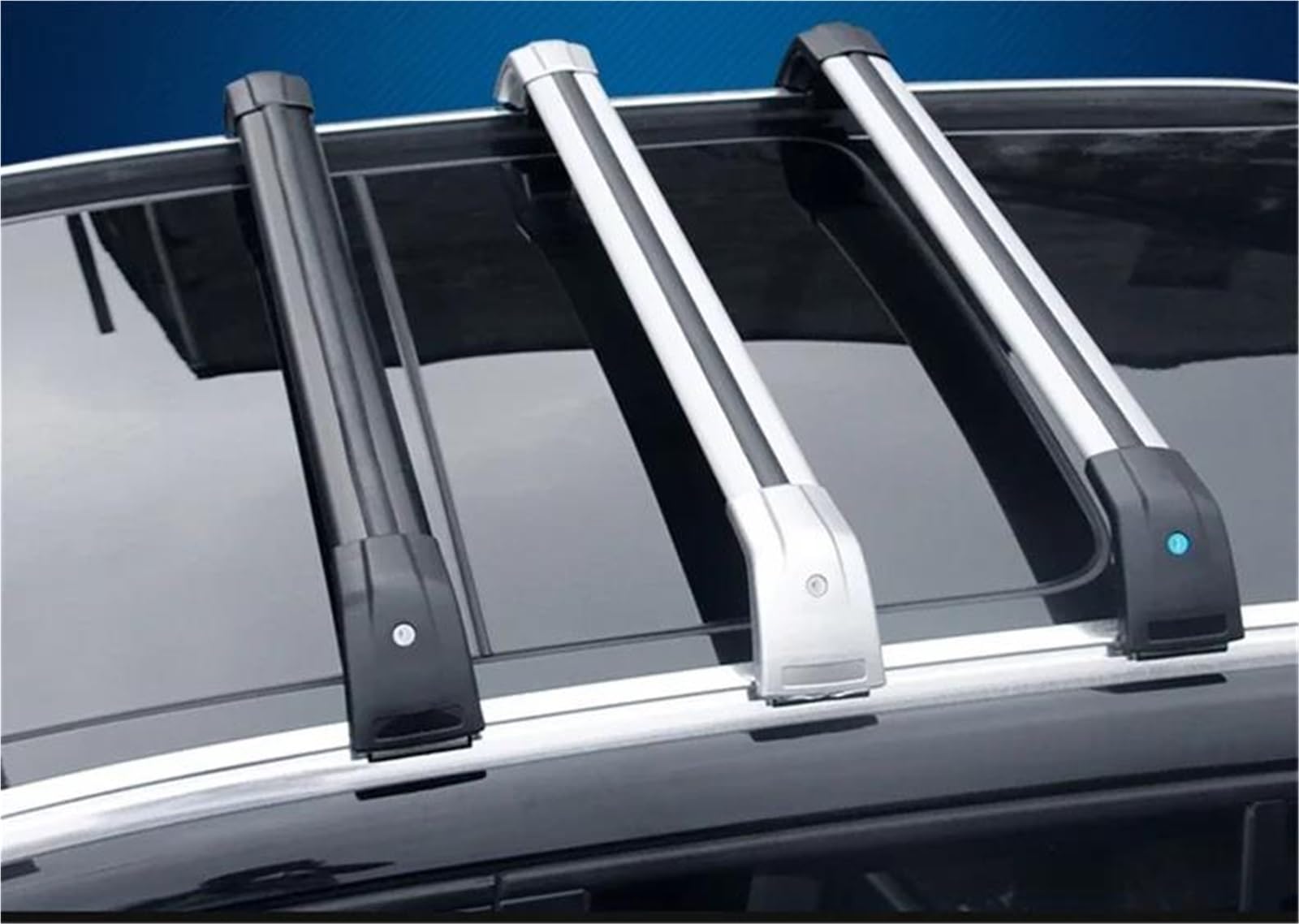 Barras Portaequipajes Barra Transversal para Techo para Toyota para Fortuner 2016-2025 con Rieles Barras Portaequipajes Cajas Superiores Aleación Aluminio(Negro Plata)