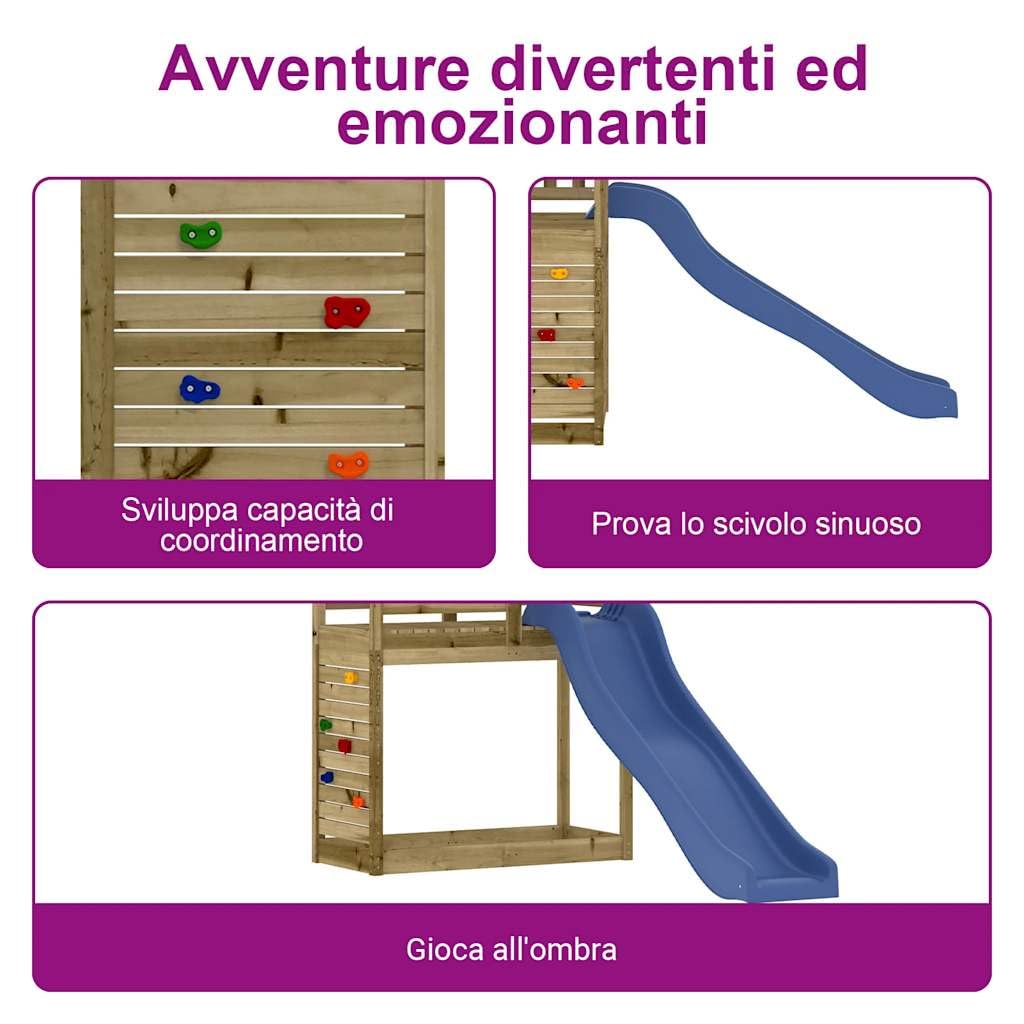 vidaXL Set da Gioco da Esterno in Legno di Pino Impregnato