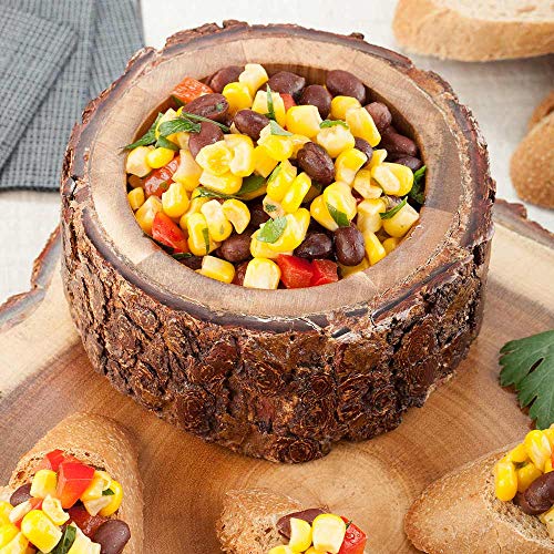 Restaurantware 10 Ounce Wood Serving Bowl, 1 Small Rustic Wood Bowl - Varnished With Bark Edges, Round, Natural Acacia Wood Wood Soup Bowl, For Appetizers, Salads, Entrees #TOP2