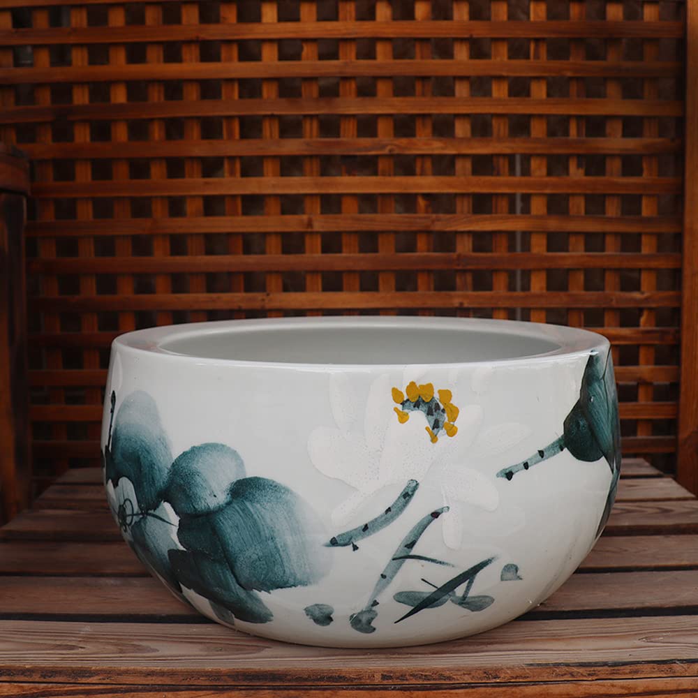 Doniczka Ceramiczna Jingdezhen, Ręcznie Malowana, Niebiesko-Biała Porcelana, Róg Obfitości, Balkon, Doniczka, Piwonia, Drzewo Fortuny, Akwarium,B-with holes