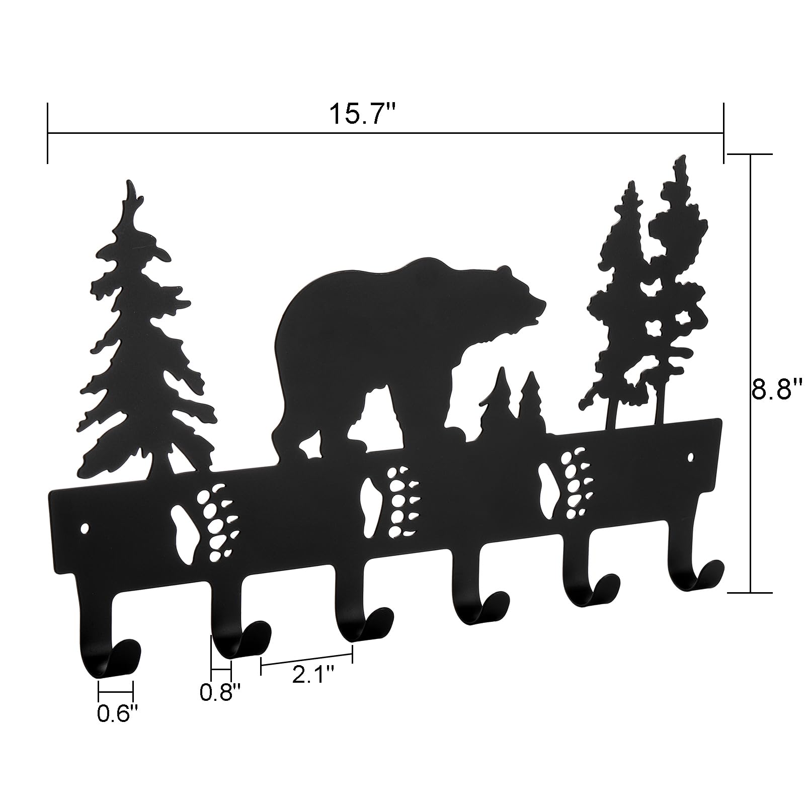 Garderobenhaken Wandmontage Metallhaken Aufhänger Rack Metall Schwarz Wandhalterung Handtuchhalter Bad Garderobenleiste Hakenleiste mit 4 Hakens, Kleiderhaken Wand für Hut Schals Handtuchhaken