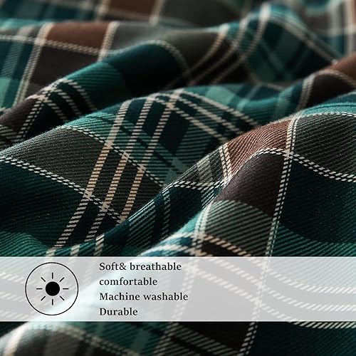 Miniatura 2 de Simple&Opulence Juego de funda de edredón de franela 100% algodón, cuadros de búfalo blanco y negro, juego de ropa de cama de 2 piezas que incluye 1