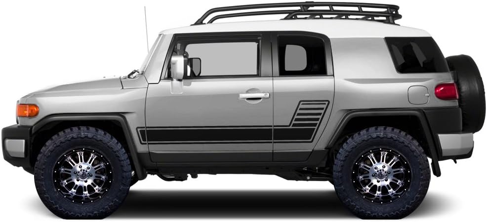 Gradient Side Stripe Graphics Kit 3M Vinyl Decal Wrap Compatible with Toyota FJ Cruiser 2007-2014 - Matte Black