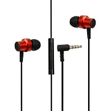 Wired Earbuds Headset Red with Metal Microphone with Winex Magnet