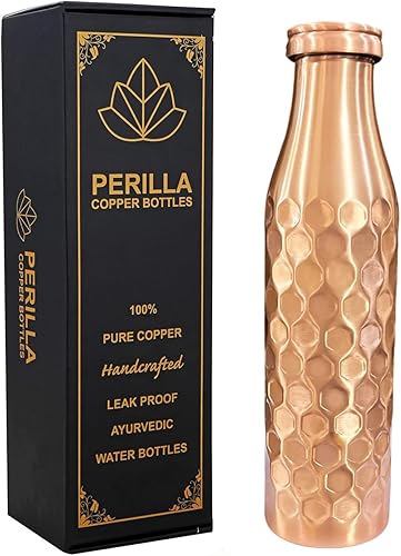 Miniatura 18 de Perilla Home Botella de agua de cobre puro de 34 onzas, a prueba de fugas, 100% pura, recipiente de cobre ayurvédico, bebe más agua y disfruta