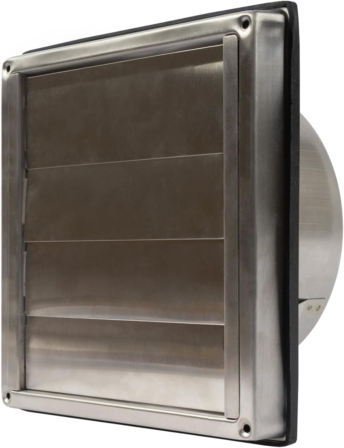 Repa Market 6" Inch Stainless Steel Exhaust Vent with Louvers - Rubber Gasket Seal - Wall Mount Duct Cover - Kitchen, Garage Outdoor Exhaust Cap - Metal Dryer and Range Hood Grille for HVAC Systems