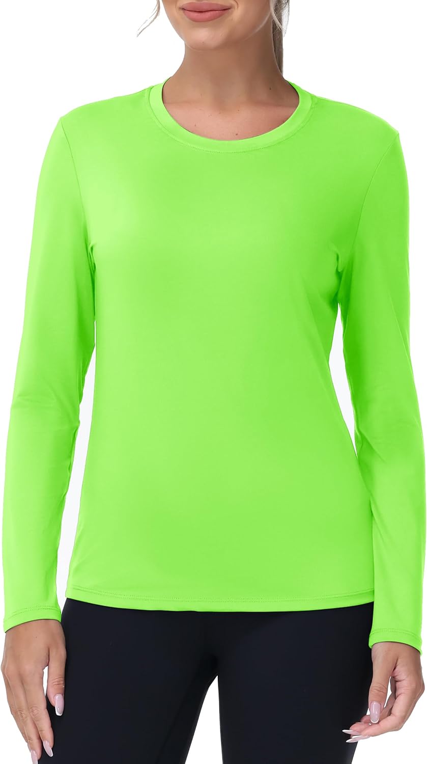 isnowood Women's Sun Protection Long Sleeve Shirts, UPF 50+ UV Rash Guard Swim Clothing, Workout Hiking Running Athletic Tops