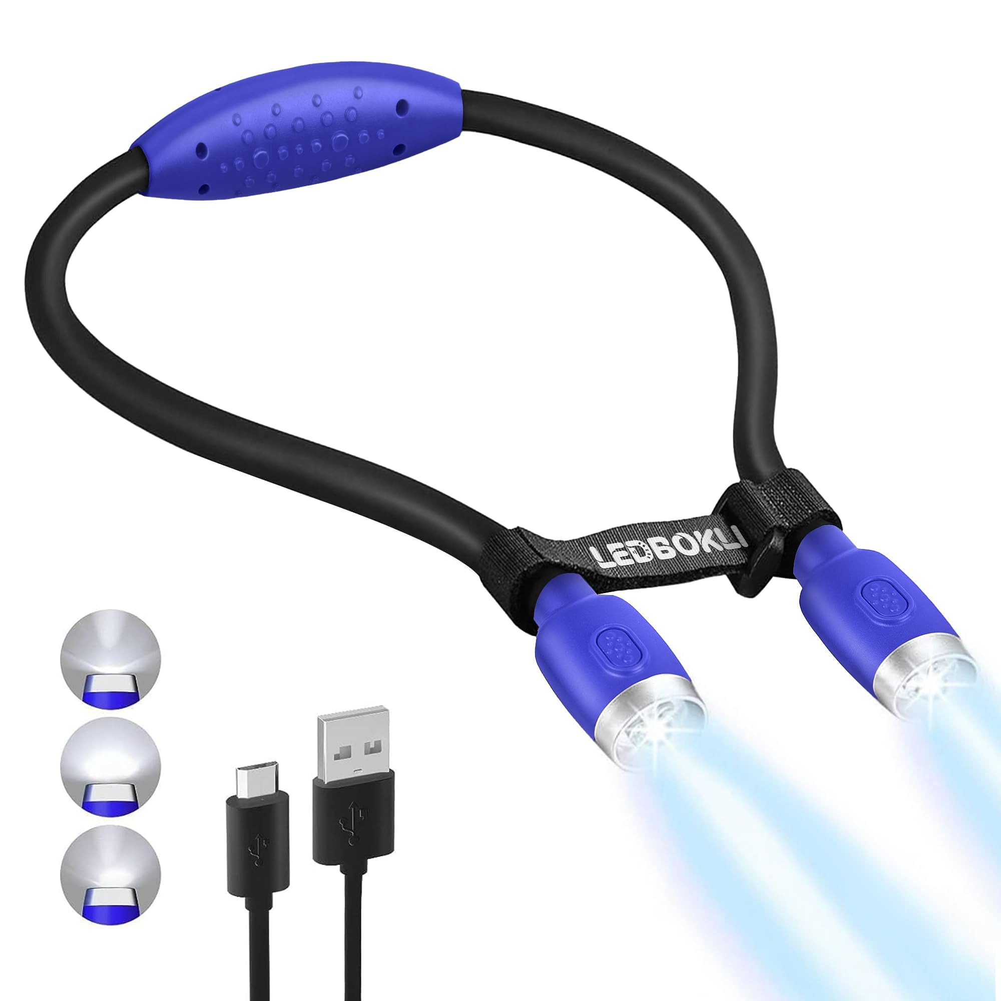 LEDBOKLI Neck Reading Light, 6 Brightness Levels, Bendable Neck Light for Bed, Crochet, Knitting, Camping, Repairing