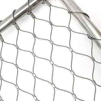Stainless Steel Wire Rope Netting Balcony Stair Fall Protection Fence Multifunctional Metal Mesh 1.5mm thickness steel wire rope Animal Barrier Easy to install Suitable for outdoor useSilver-m