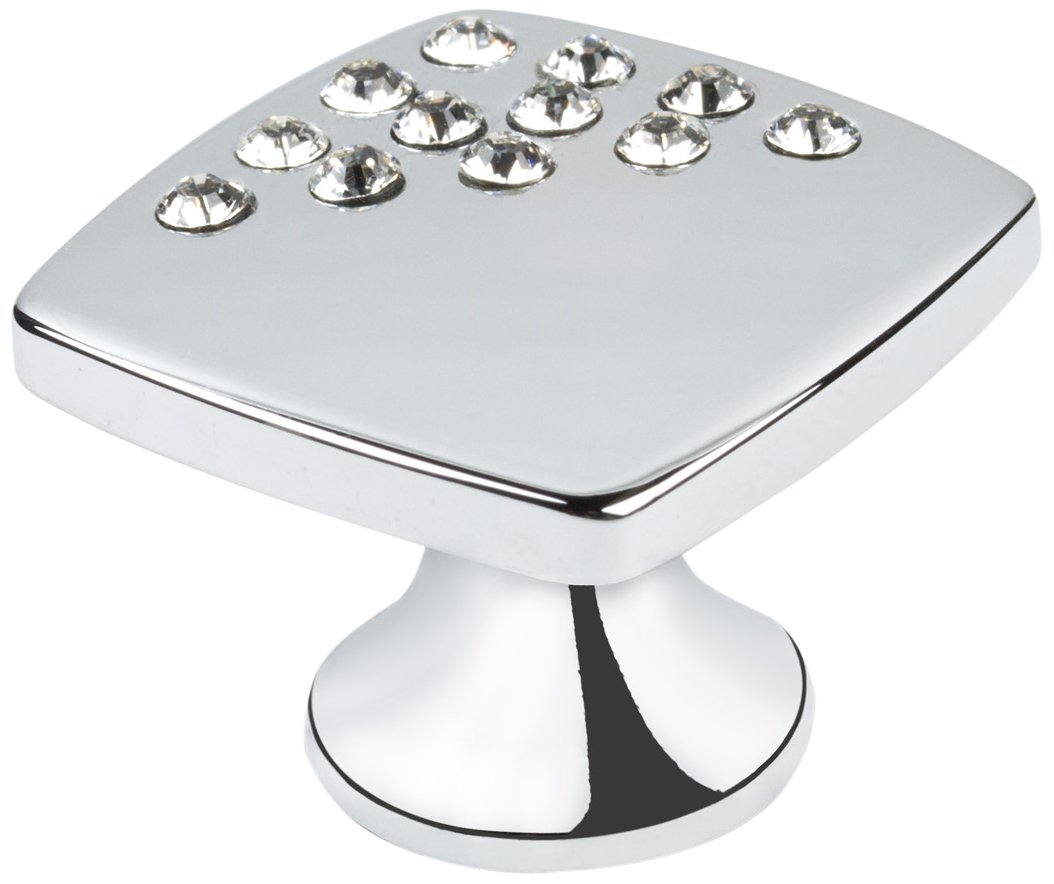 Topex HardwareP2059CRLSWA TOPEX HARDWARE P2059CRLSWA Small Square Knob with Corner Crystals, Bright Chrome, Bright Chrome