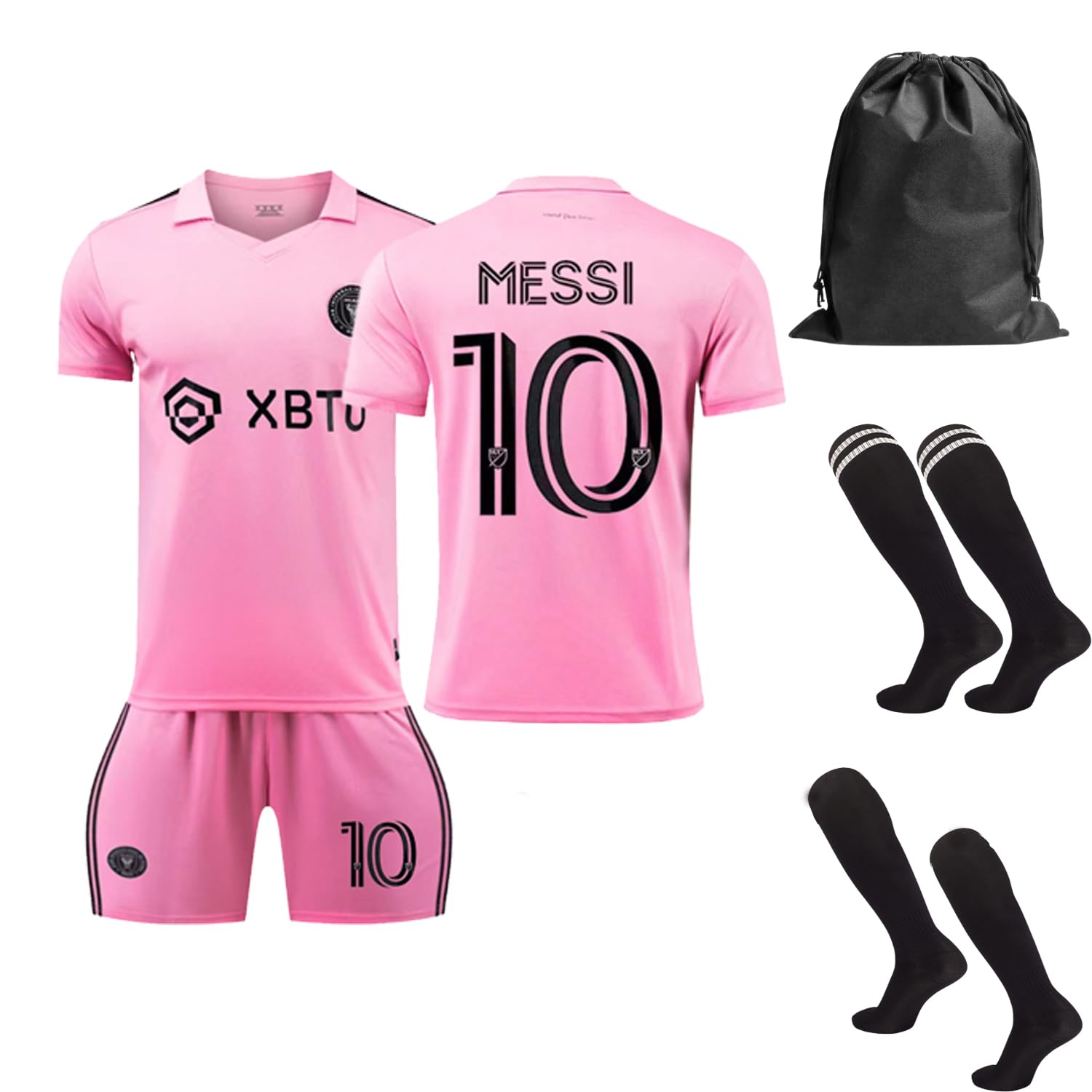 WIRMECKids Football Jersey Boys Girls Football Jersey Children Football Uniforms Short-sleeved Football Shirts Boys Girls Football Training Suits 2 Pair Shorts Socks Gift Set