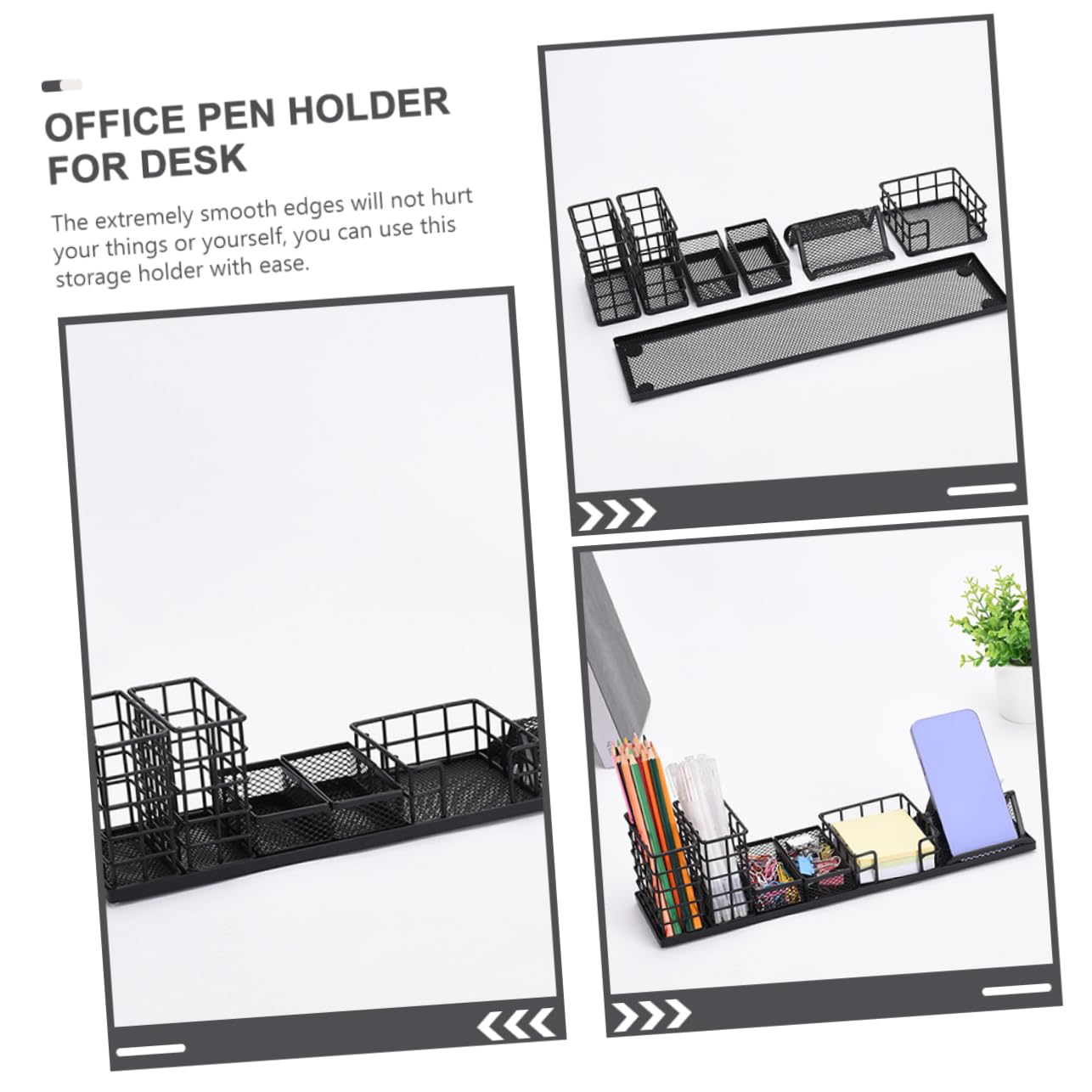 ARTIBETTER Set Portapenne Da Scrivania in Metallo Multifunzione, Grande Contenitore Per Matite e Organizer Scomparti Separati, Design Resistente Allo Sbiadimento Per Ufficio e Casa