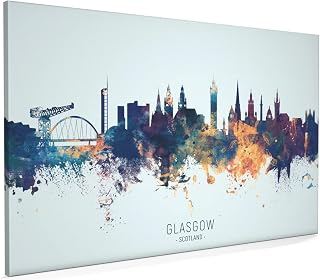 Glasgow Scotland Skyline Box Canvas Print with City Name -12011
