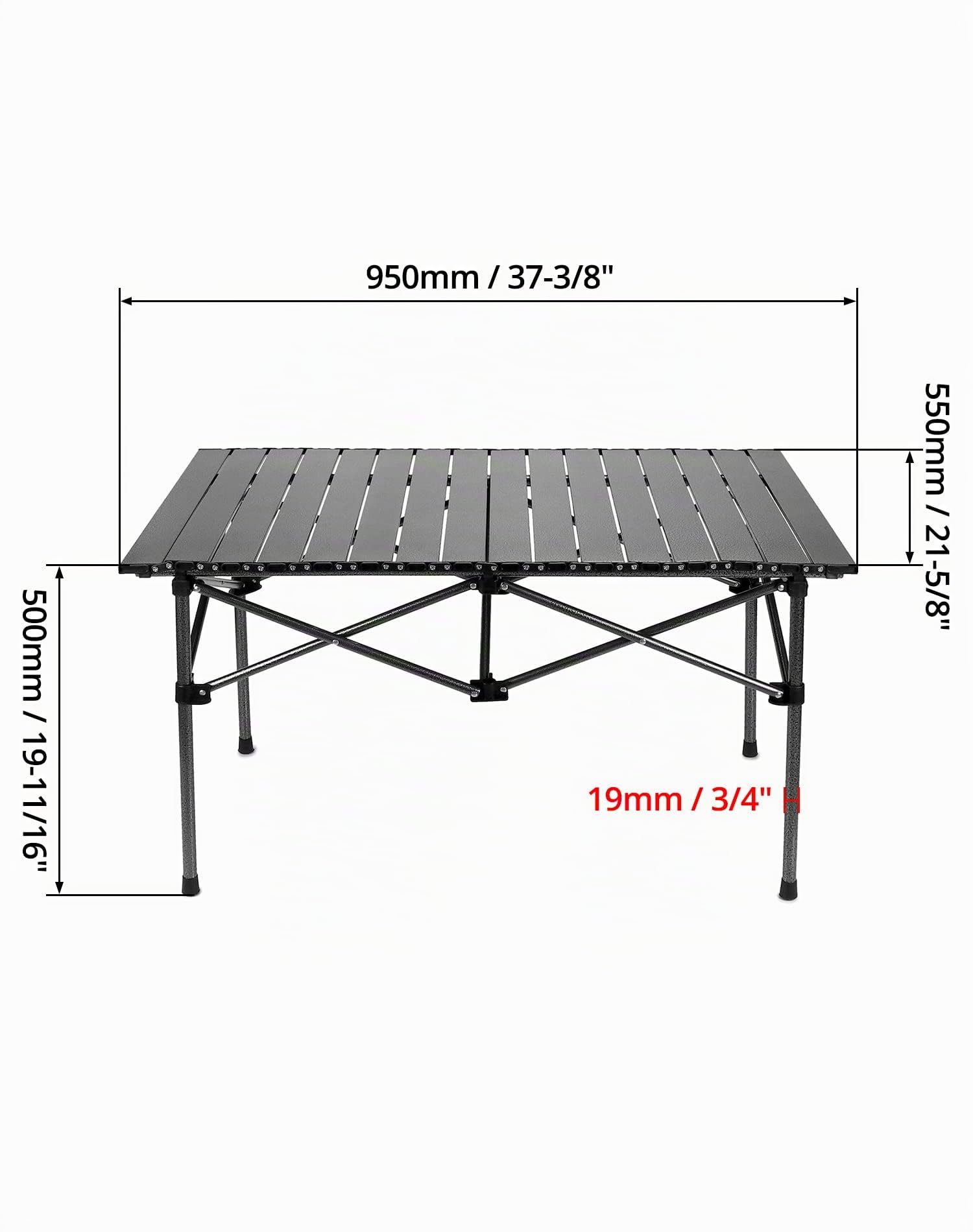 QWORK® Tavolo Pieghevole, Tavoli da campeggio pieghevoli, 95 * 55 * 50cm, Nero, Per barbecue, Viaggi, Pesca, Picnic