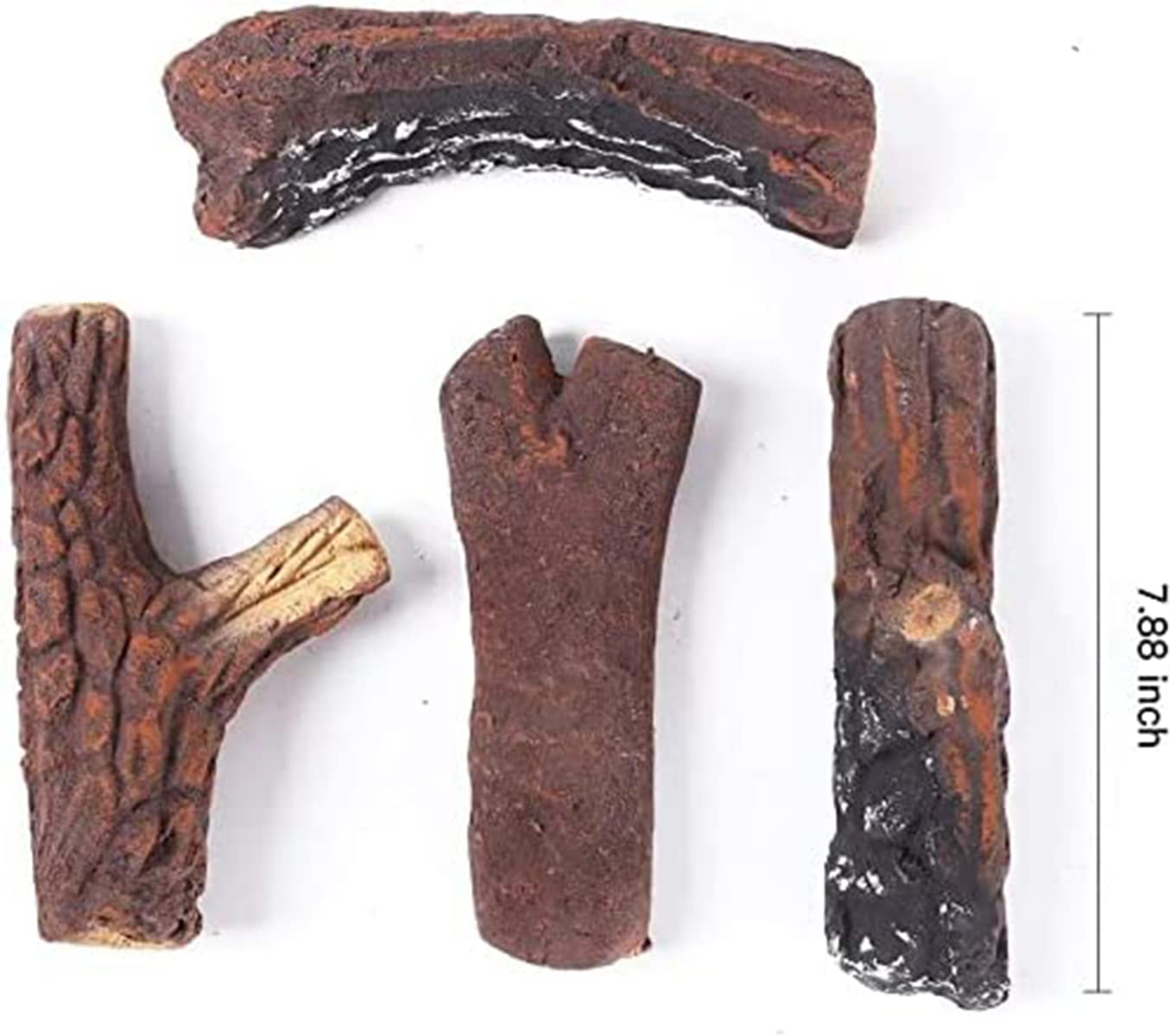 Juego de 10 troncos de madera de cerámica, decoración de chimenea, cerámica, decoración de madera, para gas, etanol, eléctrica, interior y exterior