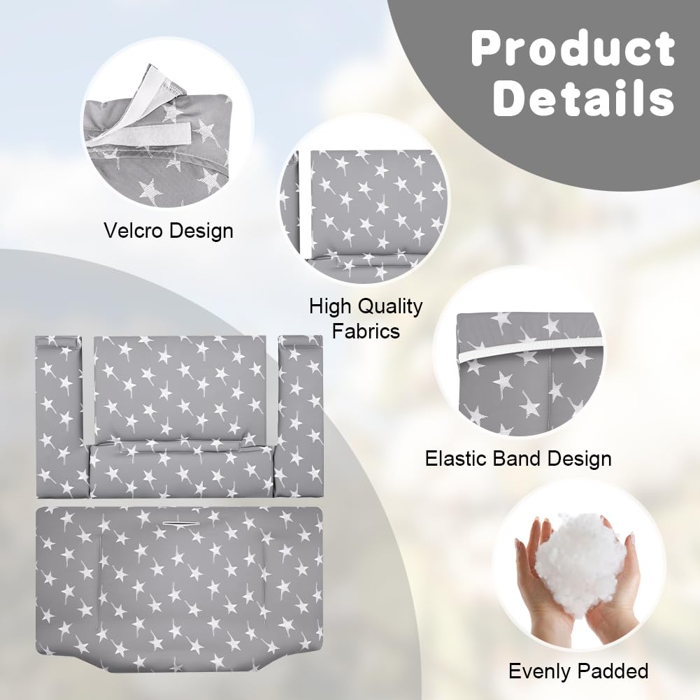 Vicloon Cojín para Trona Compatible con Stokke Tripp Trapp, Funda Trona de Bebe Antideslizantes Universal, con Revestimiento Impermeable, Fácil Limpieza, Suave y Cómodo, Funda de Repuesto (05)