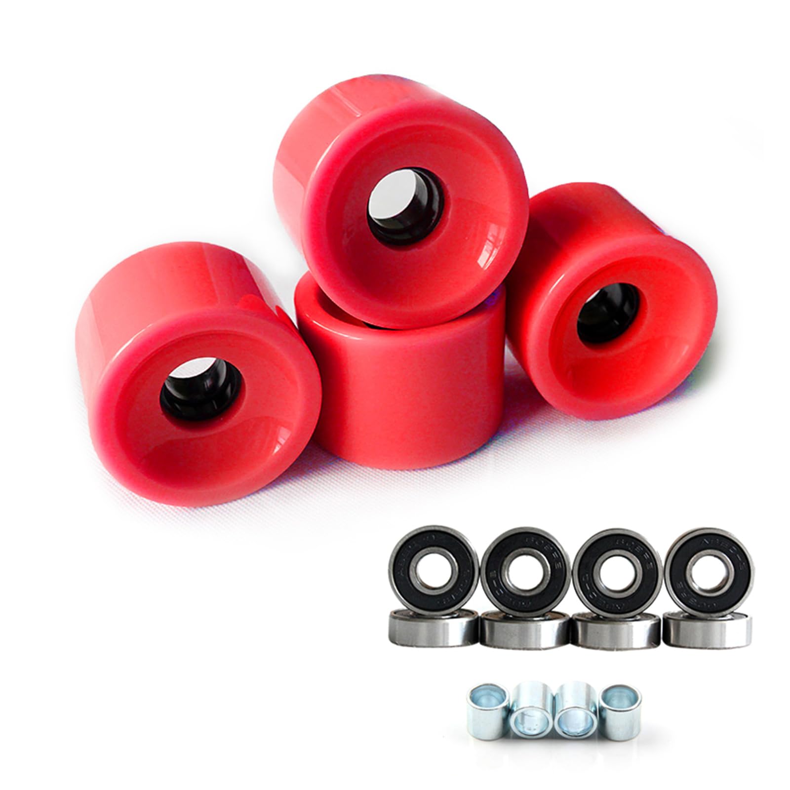 Lot de 4 roulettes souples avec roulements pour longboards 78A