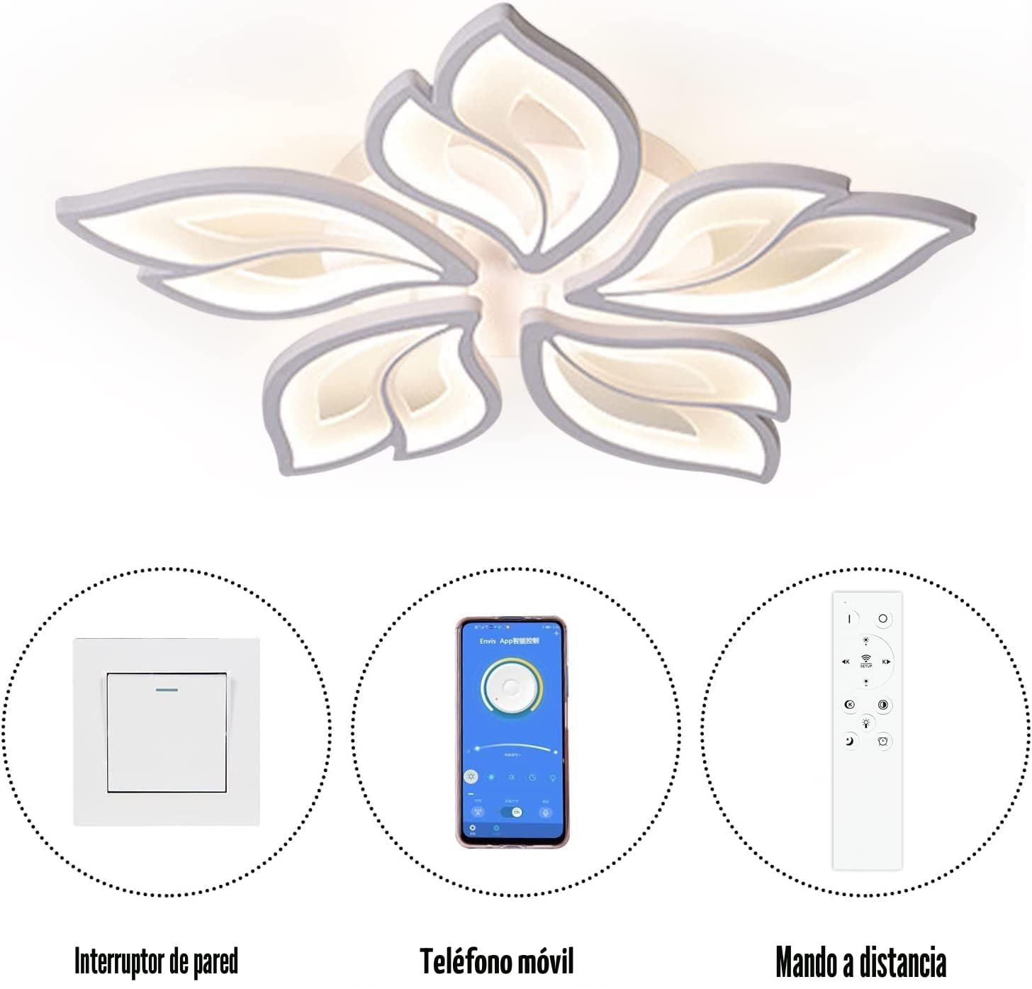 Lámpara LED de techo con APP regulable, lámpara de saló dormitorio con mando a distancia cambio de color lámpara de techo moderna ahorro de energía iluminación de techo para salón habitación infantil