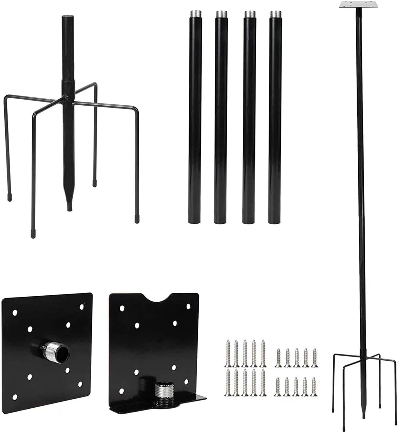 Birdhouse Mount Pole Kit Standing Feeding Station Stand for Garden Outside