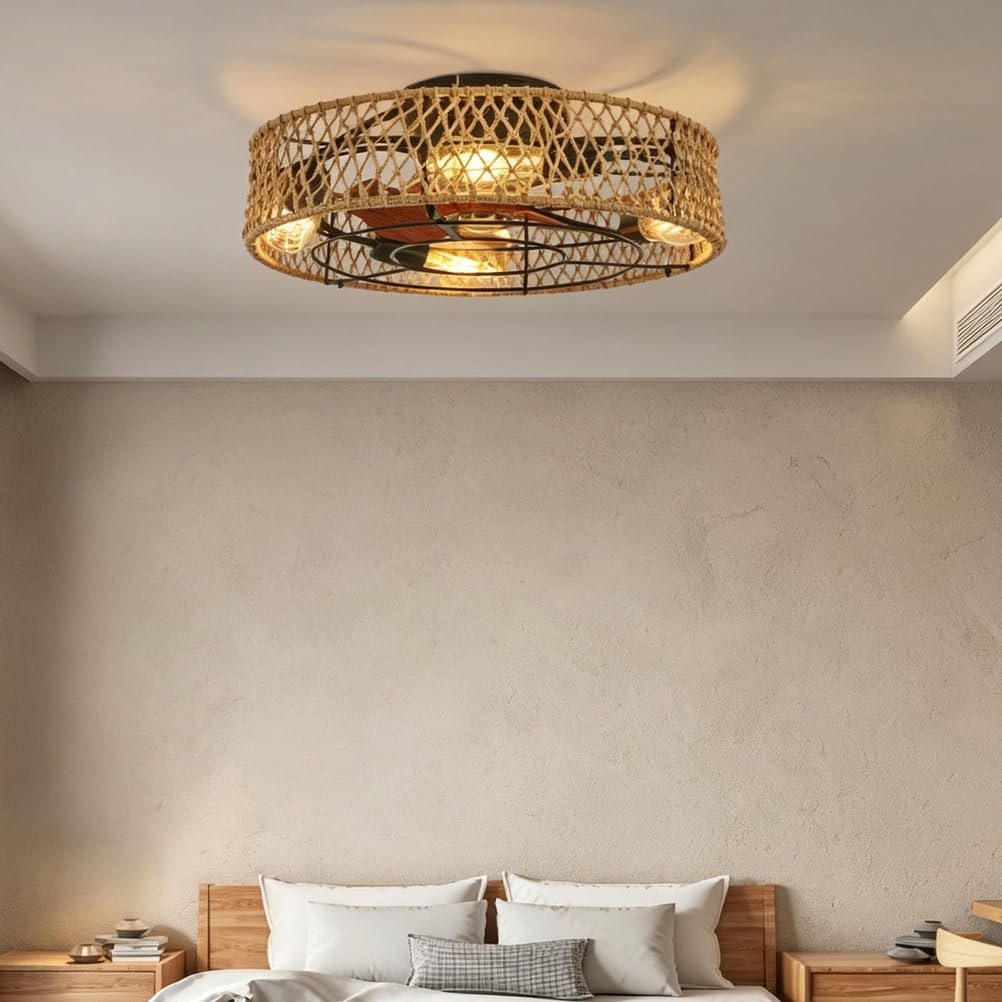 Piptyllite Vintage Industrial Ceiling Fan Light, Farmhouse Style for Living, Dining & Bedroom