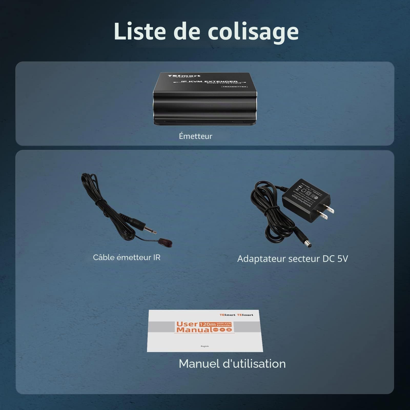TESmart Extender KVM HDMI Stable Multipoint à Multipoint 1080P 60Hz sur un Simple Câble Cat5e/6 jusqu'à 120m/393ft, Support Souris et Clavier (Émetteur Seulement)