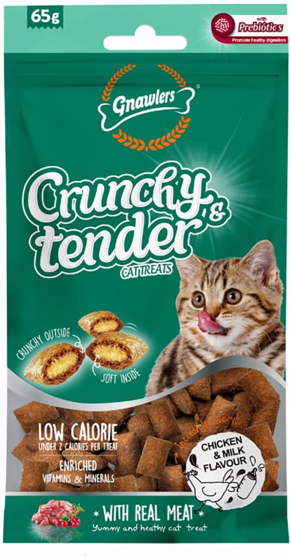 Gnawlers Crunchy Tavuklu ve Sütlü Prebiotik Destekli Kedi Ödül Maması 65gr