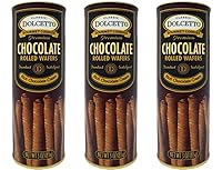 Vista 1 de Dolcetto Galletas de chocolate gourmet rellenas de crema prémium de obleas enrolladas, paquete de 3 (3 onzas)