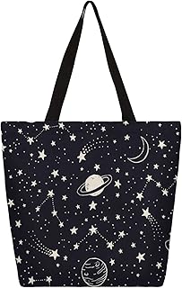 Sacolas de lona grandes com bolso interno, bolsa de ombro feminina casual Universe Galaxy Star, bolsas de compras reutilizáveis para cozinha, bolsas de lona para uso para livros, sacolas de compras, sacolas de presente, Multicor