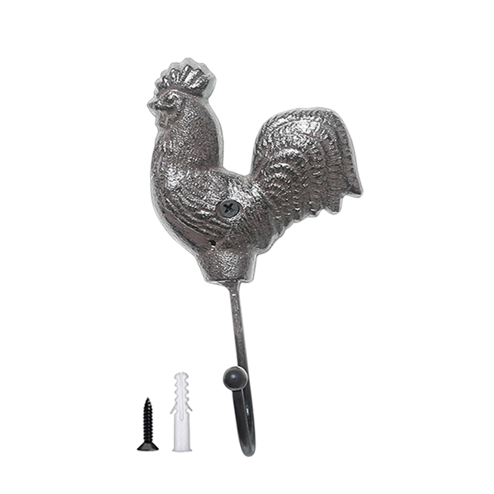 Kaeltsyn Rooster Iron Chicken Wall Hook For Keys Hats And Coat Chicken Shaped Hanger For Kitchen Or Entryway Organization Hen Pair
