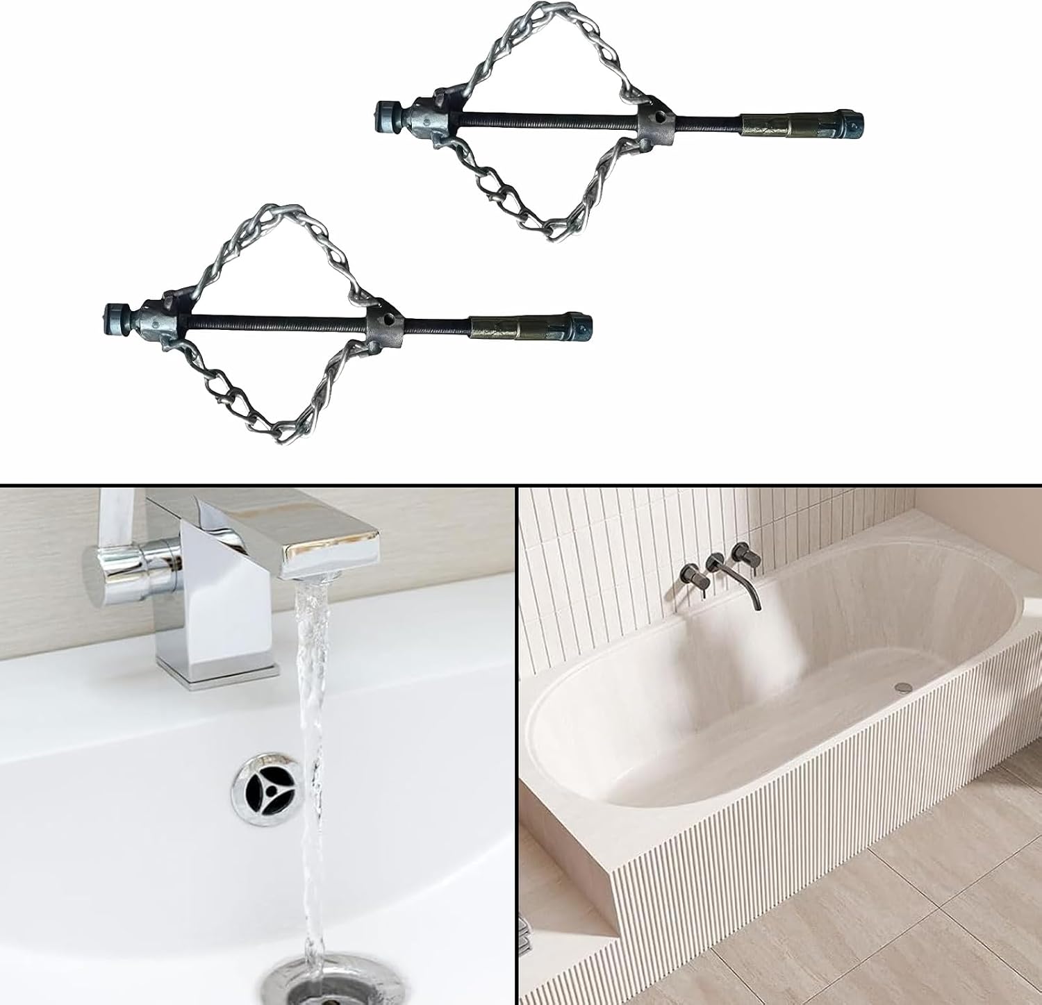 Heavy Duty Metal Drain Descaling Chain Flexible Sewer Auger Attachment for Plumbers (22mm/0.87in)