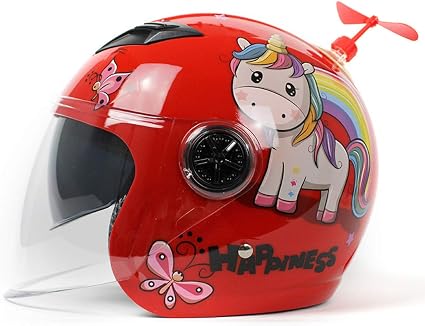 HVW Casco del Motociclo per Il Capretto, Bello di Modo Moto metà caschi,  Bicicletta elettrica Four Seasons ciclomotori Casco Ragazze dei Ragazzi  Childs 44To50cm,Rosso : Amazon.it: Auto e Moto